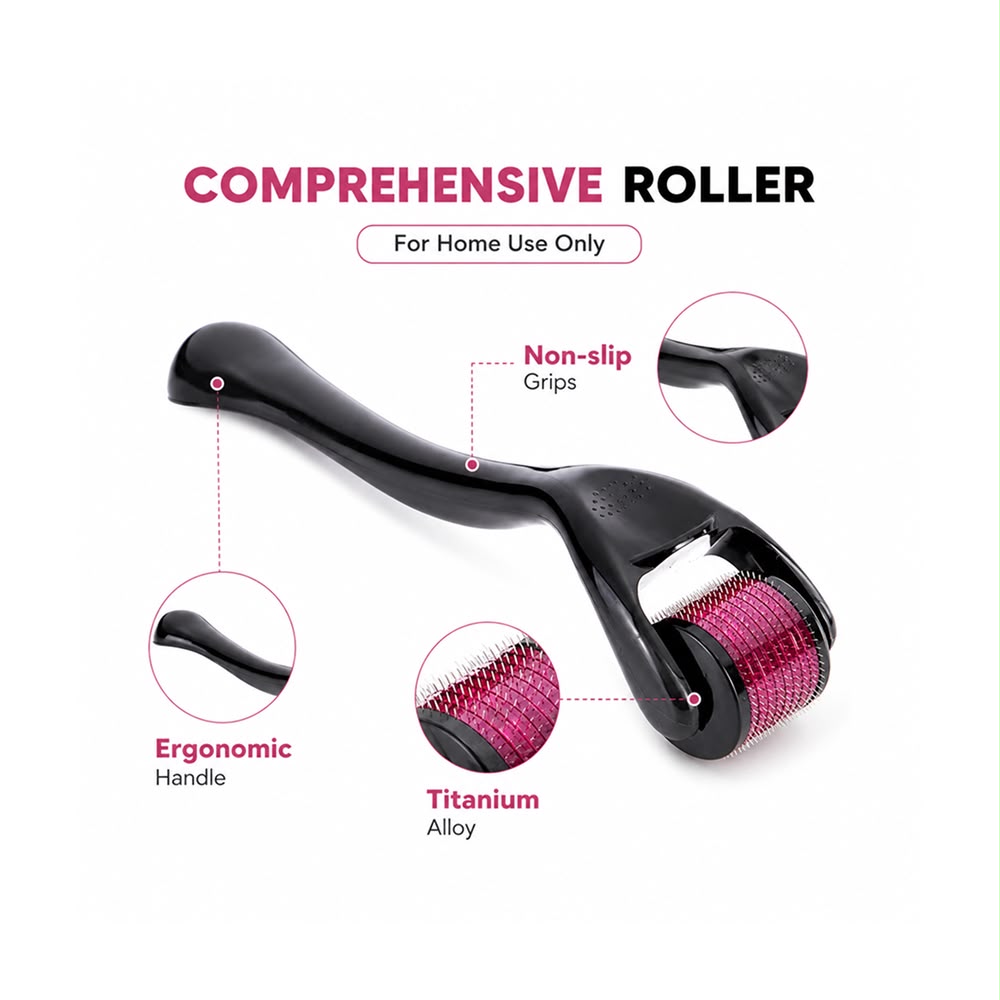 Derma Roller 0.5mm – Titanium Micro Needle Roller for Scalp, Beard & Skin Care