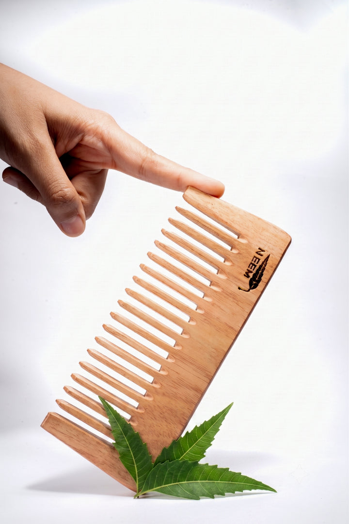 Saba Neem Wood Wide-Tooth Hair Comb